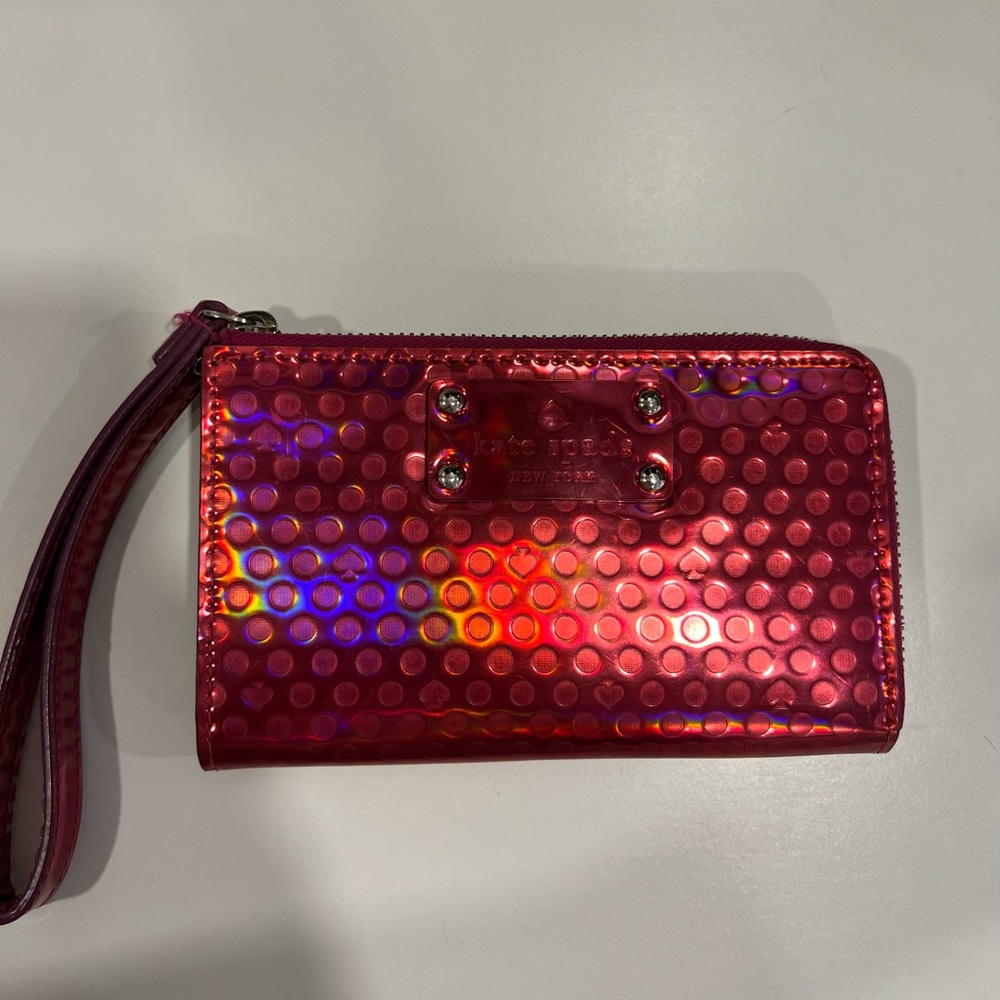 Kate spade metallic polka dot wristlet